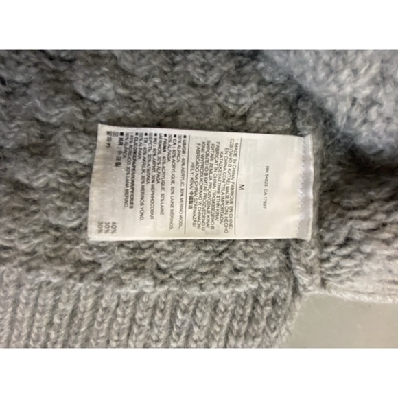 Banana Republic Italian Wool Alpaca Sweater Gray Knit Star Stitch Pullover Sz M - Picture 7 of 8